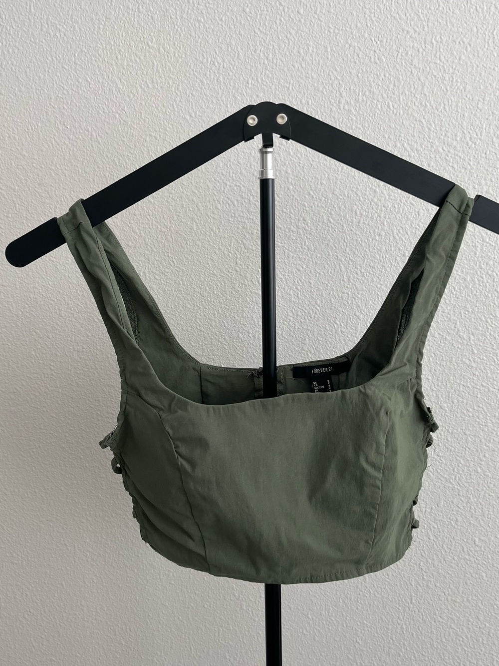 Forever 21 Olive Cropped Square Neck Tank
